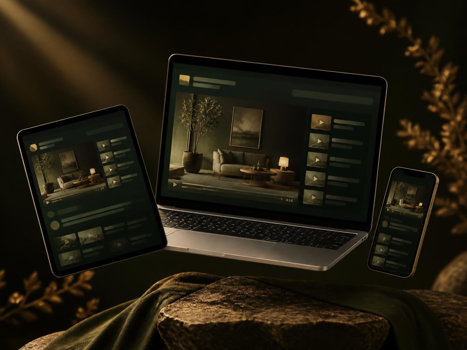 Mockup de la formation en ligne sur ordinateur, tablette et mobile